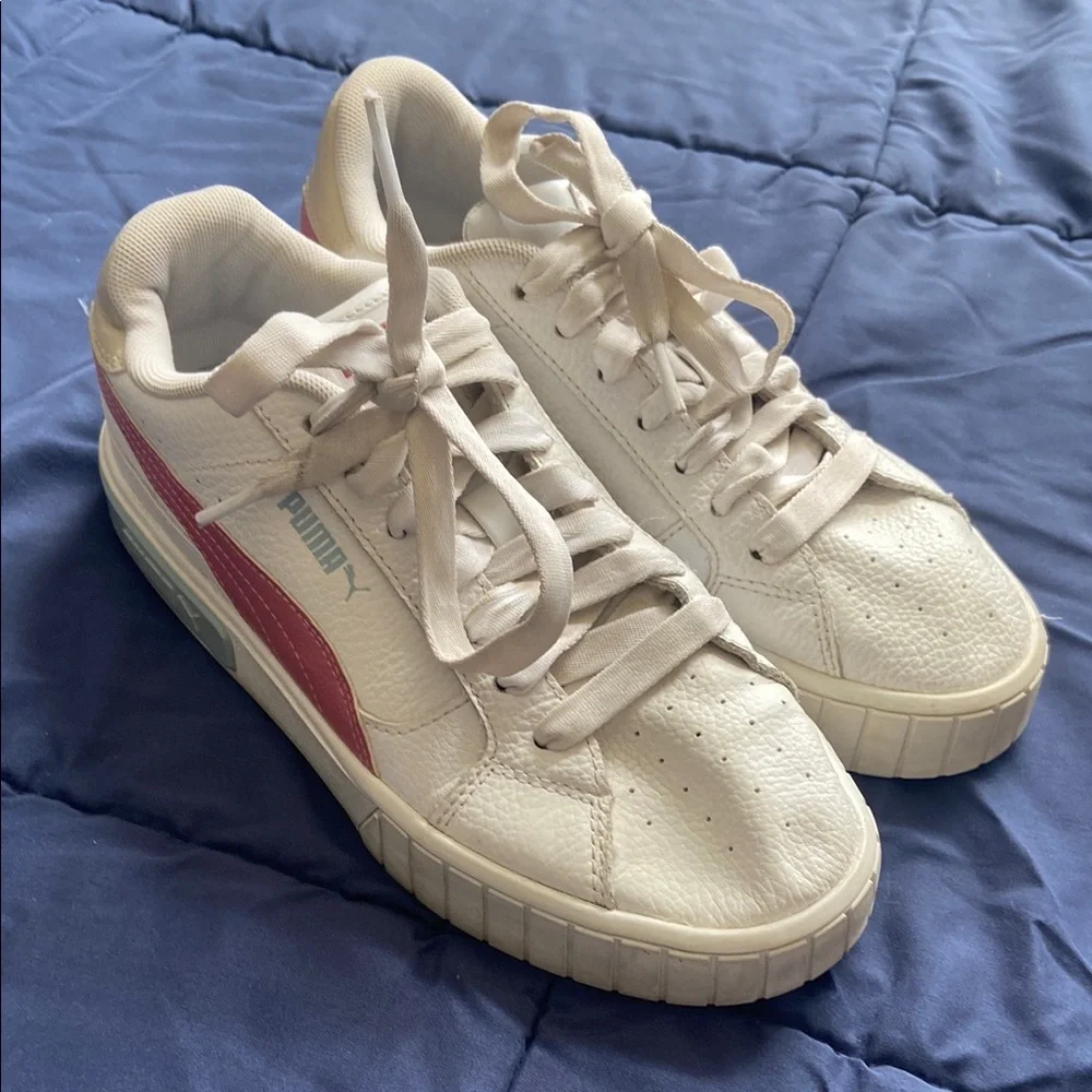 Puma low-top sneakers in cream, white, pink and light blue